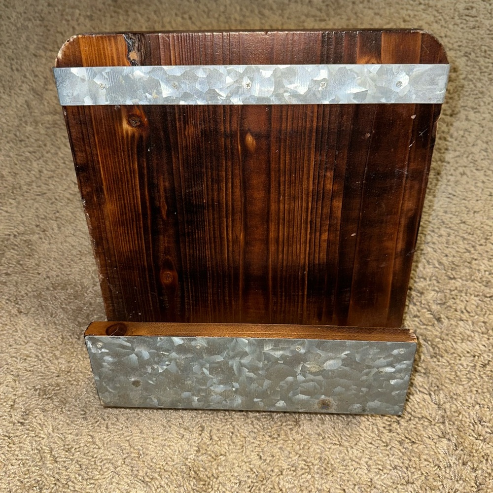 Wooden Recipe Book or Tablet stand with Metal Accents